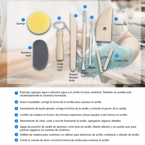 Beula Arkitec: Kit x 8 herramientas de cerámica y arcilla